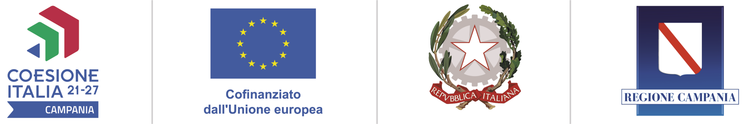 Coesione Italia 21-27 Campania, Cofinanziato dall'Unione europea, Repubblica Italiana, Regione Campania